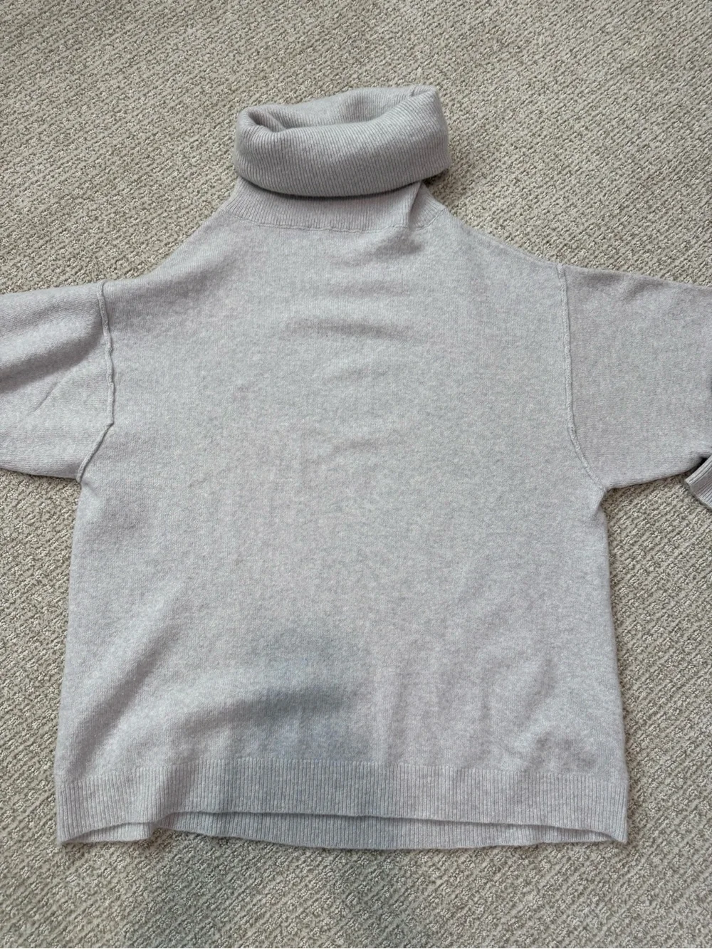 Free People Light Gray Turtleneck Short-Sleeve Sweater